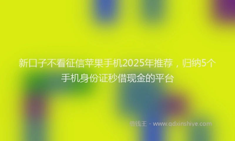 新口子不看征信苹果手机2025年推荐，归纳5个手机身份证秒借现金的平台