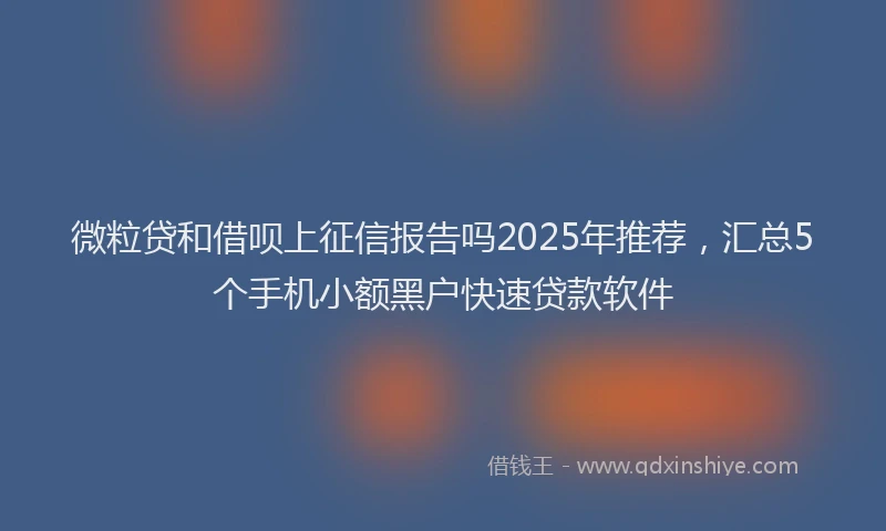 微粒贷和借呗上征信报告吗2025年推荐，汇总5个手机小额黑户快速贷款软件