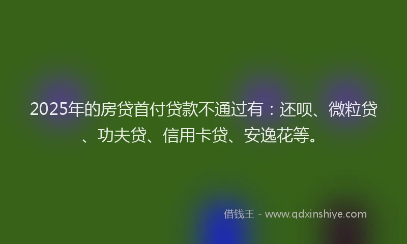 2025年的房贷首付贷款不通过有：还呗、微粒贷、功夫贷、信用卡贷、安逸花等。