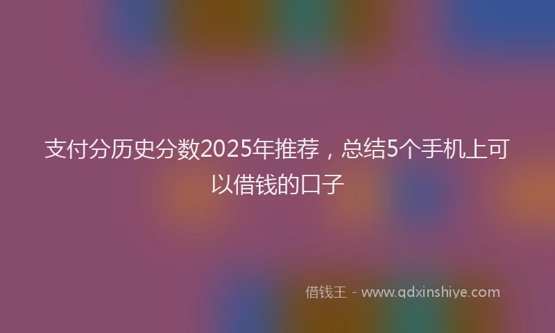 支付分历史分数2025年推荐，总结5个手机上可以借钱的口子