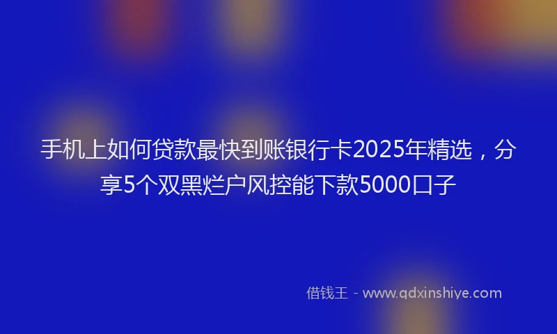 手机上如何贷款最快到账银行卡2025年精选，分享5个双黑烂户风控能下款5000口子