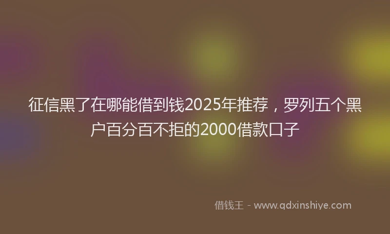 征信黑了在哪能借到钱2025年推荐，罗列五个黑户百分百不拒的2000借款口子