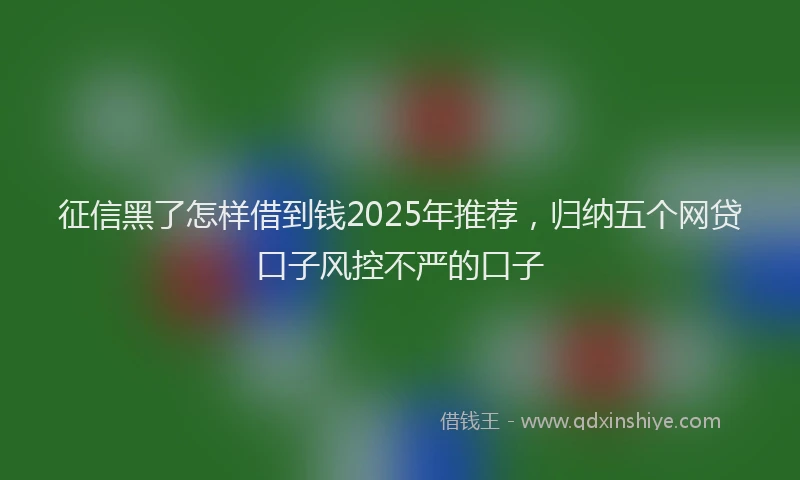 征信黑了怎样借到钱2025年推荐，归纳五个网贷口子风控不严的口子