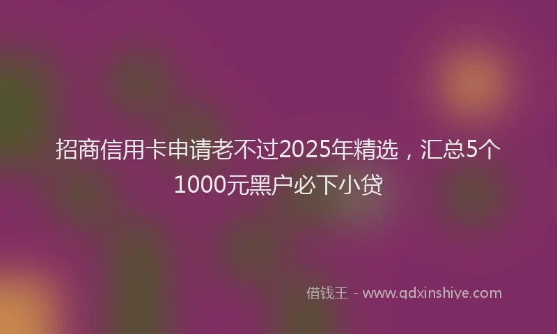 招商信用卡申请老不过2025年精选，汇总5个1000元黑户必下小贷