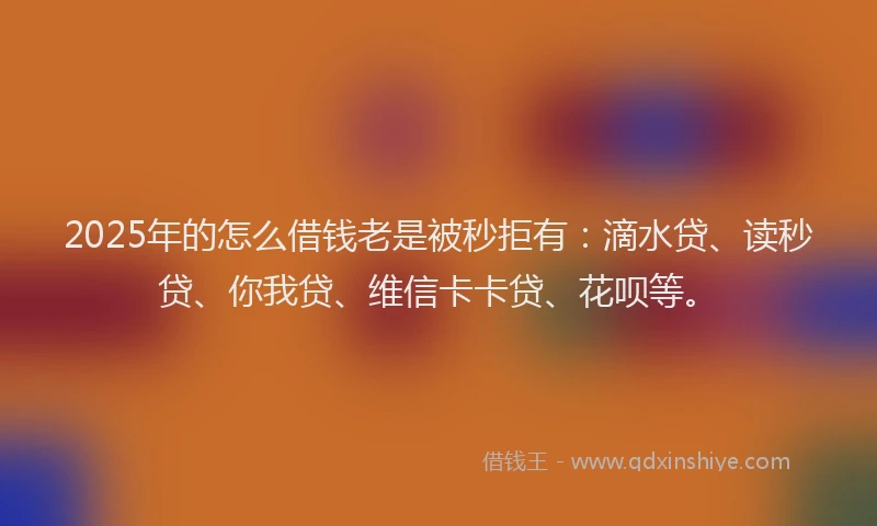 2025年的怎么借钱老是被秒拒有：滴水贷、读秒贷、你我贷、维信卡卡贷、花呗等。