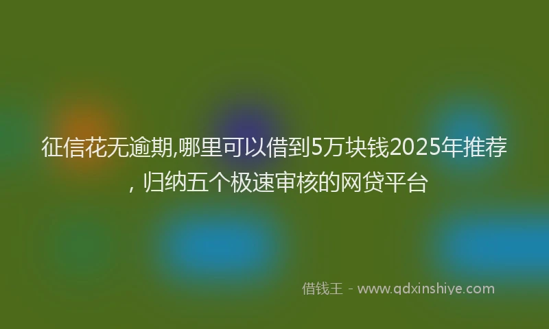 征信花无逾期,哪里可以借到5万块钱2025年推荐，归纳五个极速审核的网贷平台