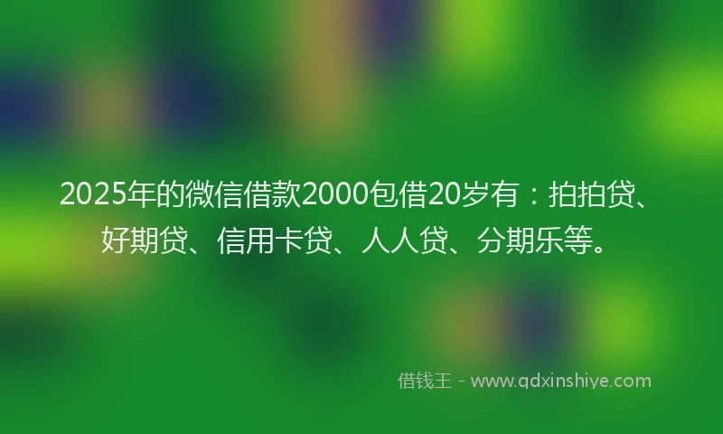 2025年的微信借款2000包借20岁有：拍拍贷、好期贷、信用卡贷、人人贷、分期乐等。