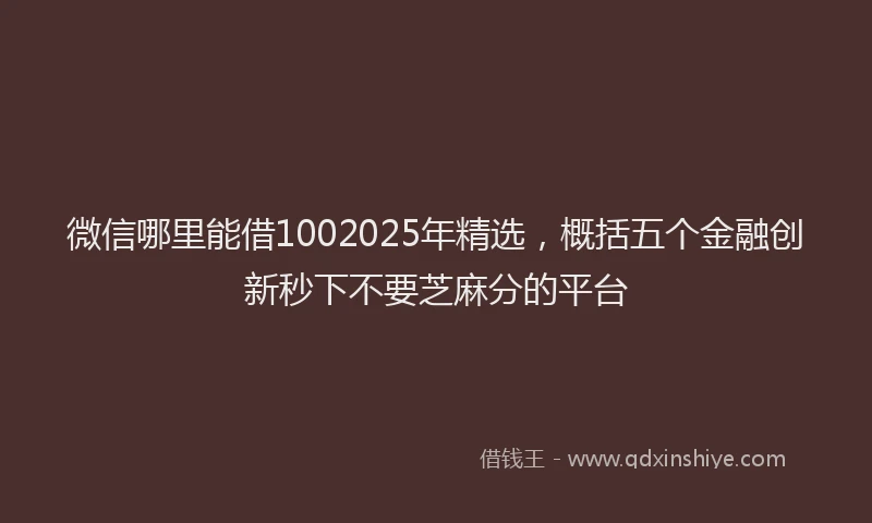 微信哪里能借1002025年精选，概括五个金融创新秒下不要芝麻分的平台
