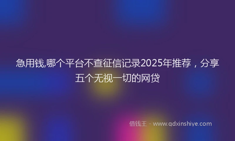 急用钱,哪个平台不查征信记录2025年推荐，分享五个无视一切的网贷
