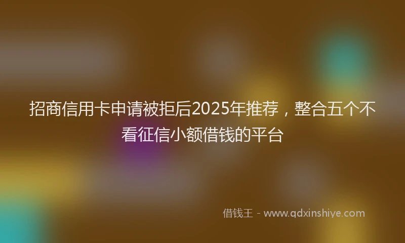 招商信用卡申请被拒后2025年推荐，整合五个不看征信小额借钱的平台