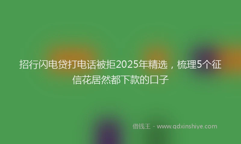 招行闪电贷打电话被拒2025年精选，梳理5个征信花居然都下款的口子