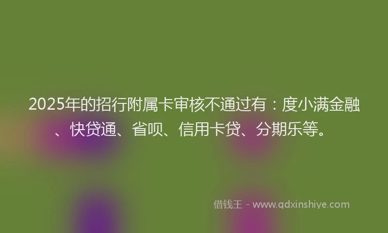 2025年的招行附属卡审核不通过有：度小满金融、快贷通、省呗、信用卡贷、分期乐等。
