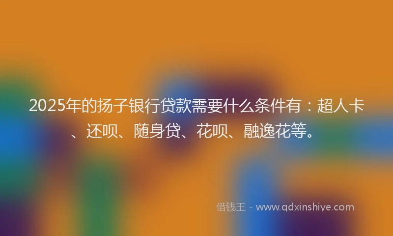 2025年的扬子银行贷款需要什么条件有：超人卡、还呗、随身贷、花呗、融逸花等。