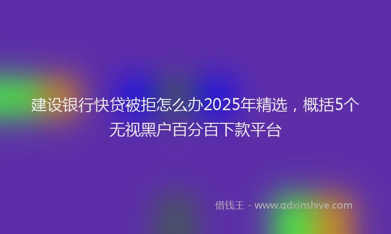建设银行快贷被拒怎么办2025年精选，概括5个无视黑户百分百下款平台