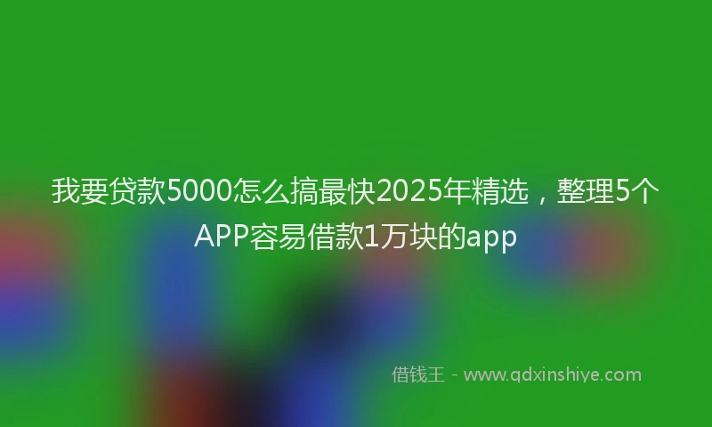 我要贷款5000怎么搞最快2025年精选，整理5个APP容易借款1万块的app