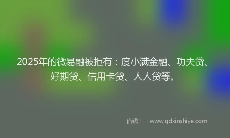 2025年的微易融被拒有：度小满金融、功夫贷、好期贷、信用卡贷、人人贷等。