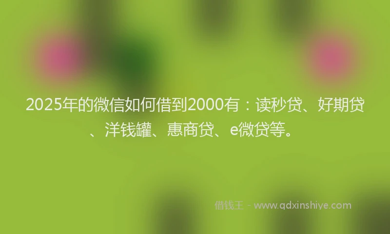 2025年的微信如何借到2000有：读秒贷、好期贷、洋钱罐、惠商贷、e微贷等。