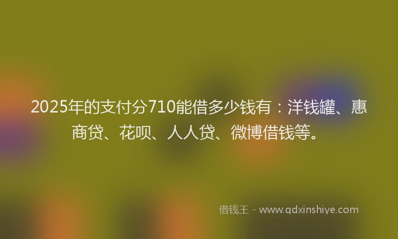 2025年的支付分710能借多少钱有：洋钱罐、惠商贷、花呗、人人贷、微博借钱等。
