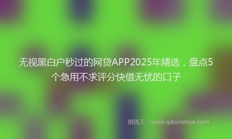 无视黑白户秒过的网贷APP2025年精选，盘点5个急用不求评分快借无忧的口子