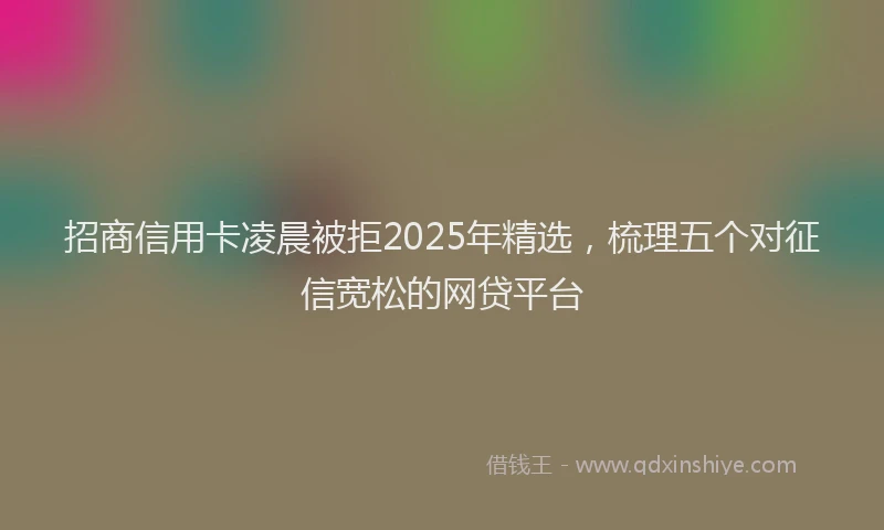 招商信用卡凌晨被拒2025年精选，梳理五个对征信宽松的网贷平台