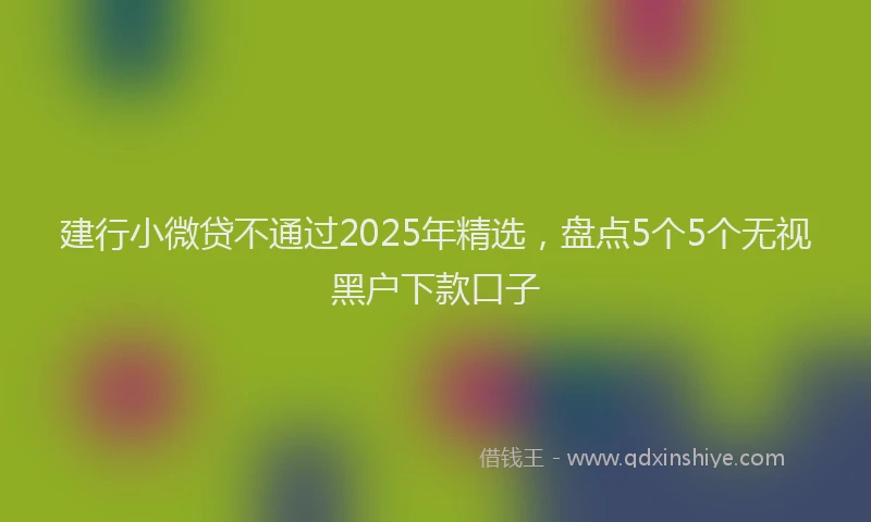 建行小微贷不通过2025年精选，盘点5个5个无视黑户下款口子