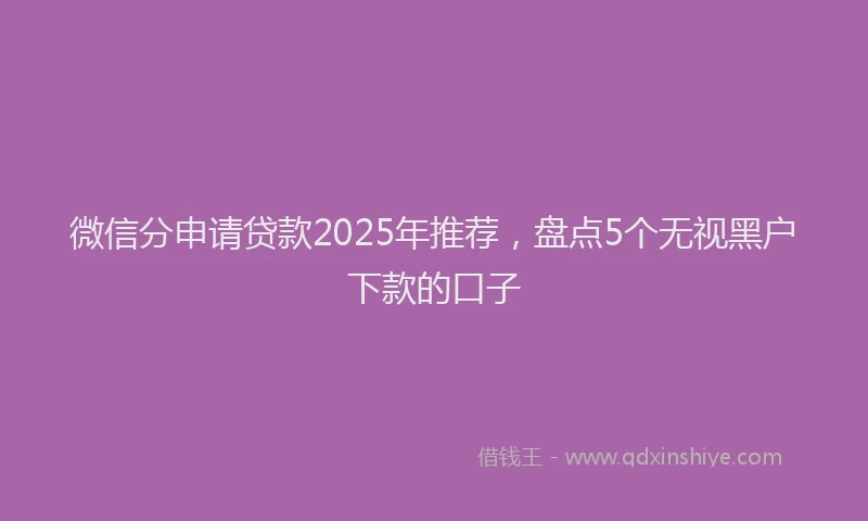 微信分申请贷款2025年推荐，盘点5个无视黑户下款的口子