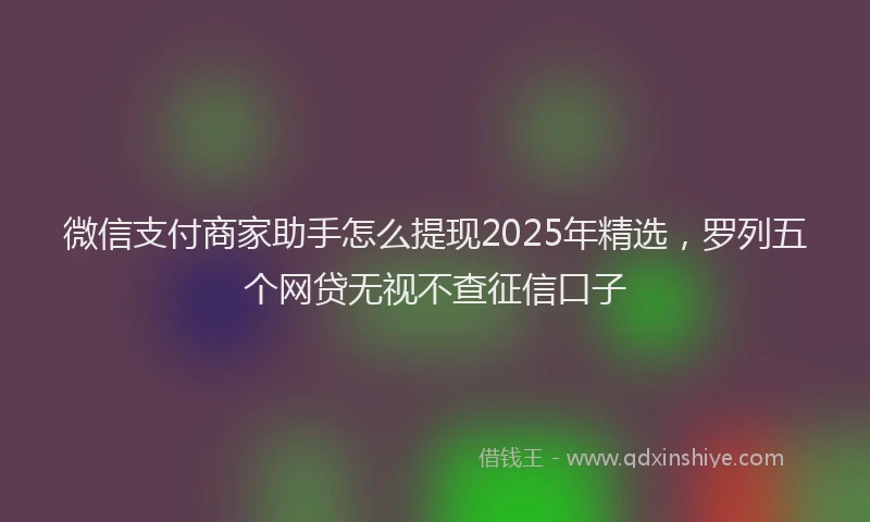 微信支付商家助手怎么提现2025年精选，罗列五个网贷无视不查征信口子