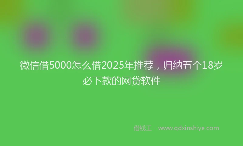 微信借5000怎么借2025年推荐，归纳五个18岁必下款的网贷软件