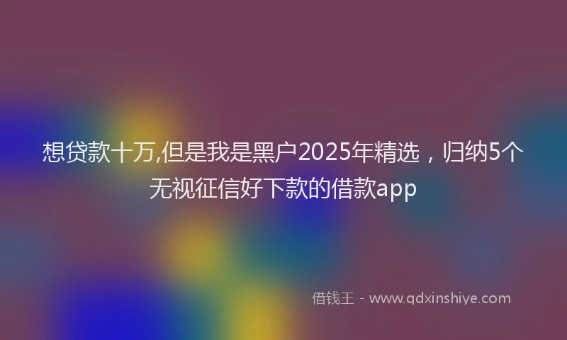 想贷款十万,但是我是黑户2025年精选，归纳5个无视征信好下款的借款app