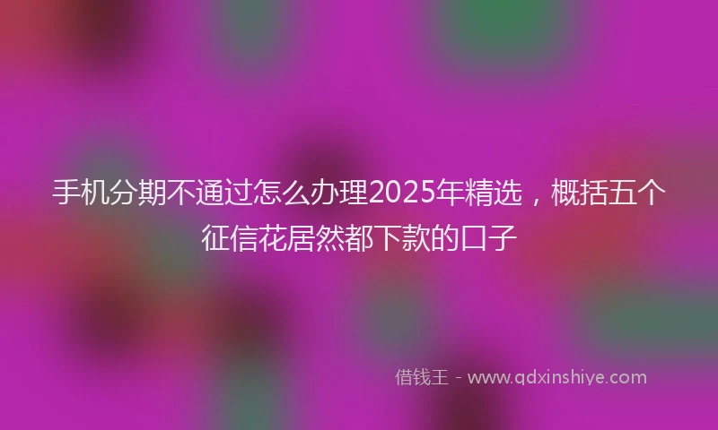 手机分期不通过怎么办理2025年精选，概括五个征信花居然都下款的口子