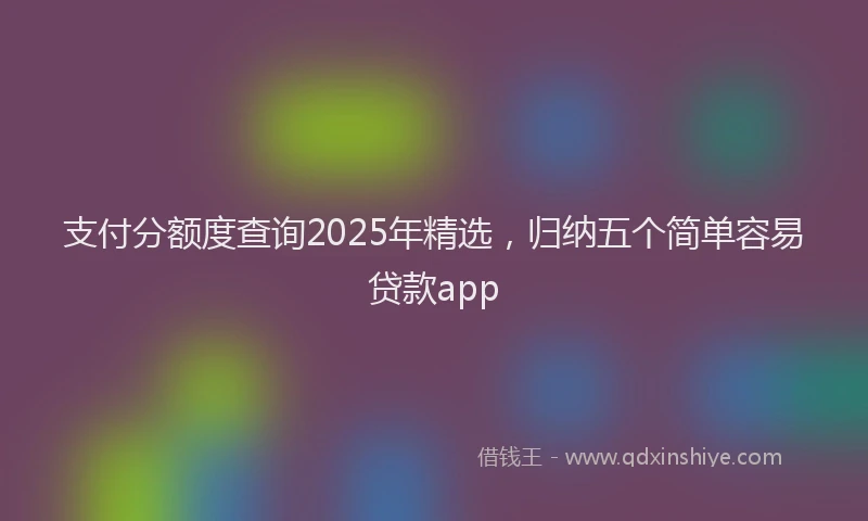 支付分额度查询2025年精选，归纳五个简单容易贷款app