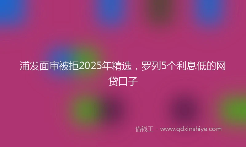浦发面审被拒2025年精选，罗列5个利息低的网贷口子
