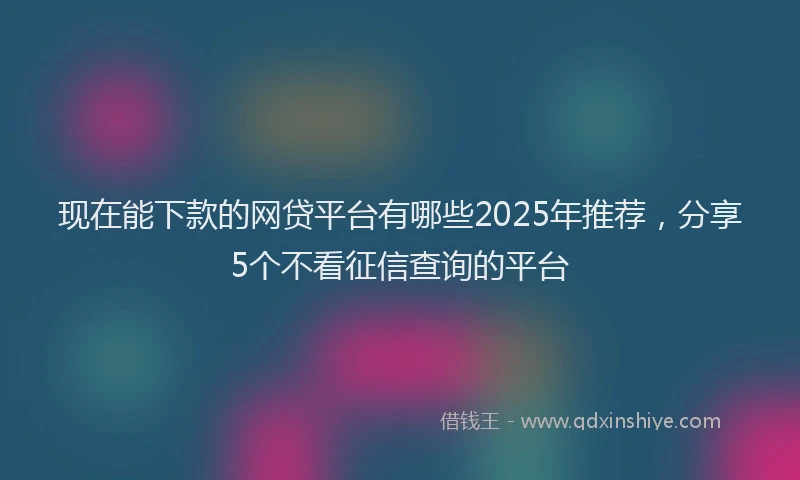 现在能下款的网贷平台有哪些2025年推荐，分享5个不看征信查询的平台