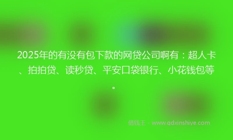 2025年的有没有包下款的网贷公司啊有：超人卡、拍拍贷、读秒贷、平安口袋银行、小花钱包等。