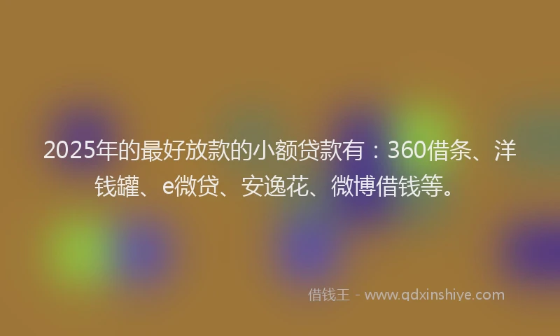 2025年的最好放款的小额贷款有：360借条、洋钱罐、e微贷、安逸花、微博借钱等。
