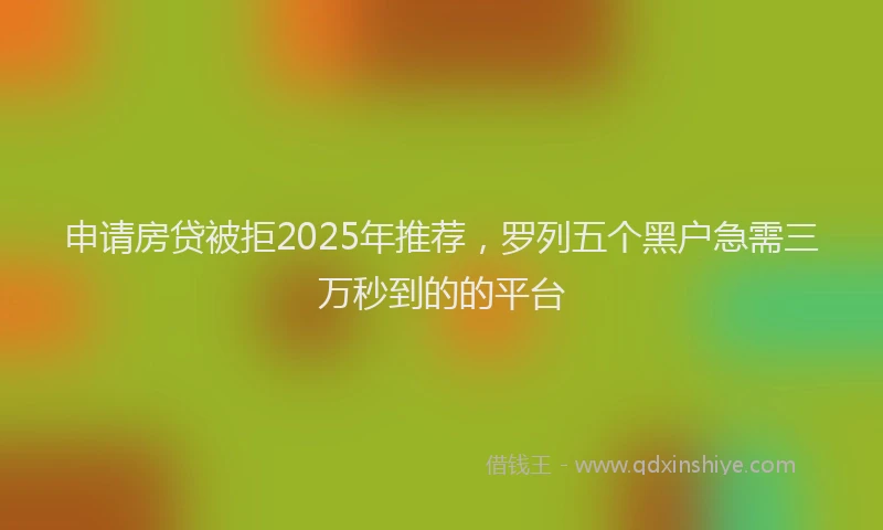 申请房贷被拒2025年推荐，罗列五个黑户急需三万秒到的的平台