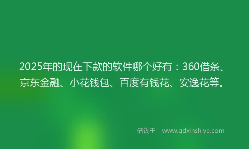 2025年的现在下款的软件哪个好有：360借条、京东金融、小花钱包、百度有钱花、安逸花等。