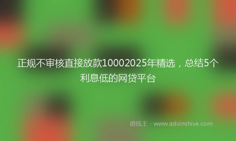 正规不审核直接放款10002025年精选，总结5个利息低的网贷平台
