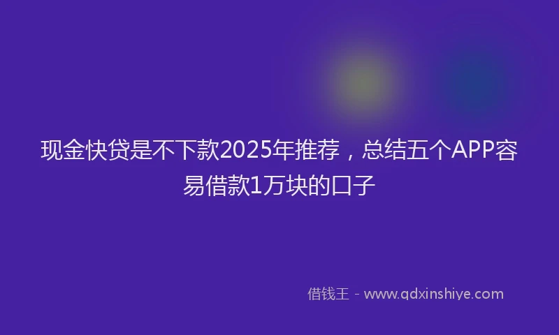 现金快贷是不下款2025年推荐，总结五个APP容易借款1万块的口子