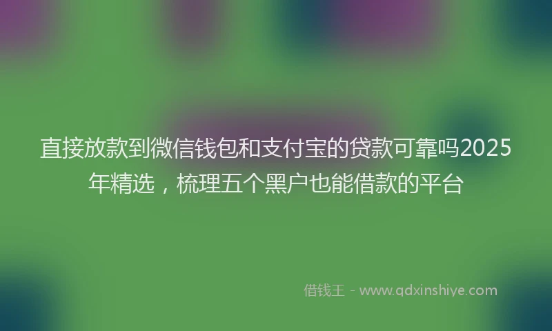 直接放款到微信钱包和支付宝的贷款可靠吗2025年精选，梳理五个黑户也能借款的平台