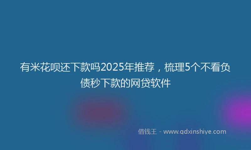 有米花呗还下款吗2025年推荐，梳理5个不看负债秒下款的网贷软件