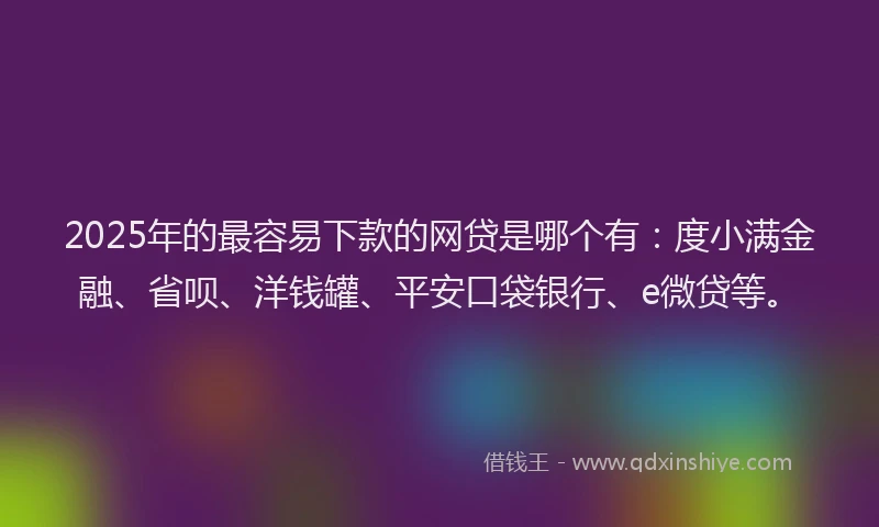 2025年的最容易下款的网贷是哪个有：度小满金融、省呗、洋钱罐、平安口袋银行、e微贷等。