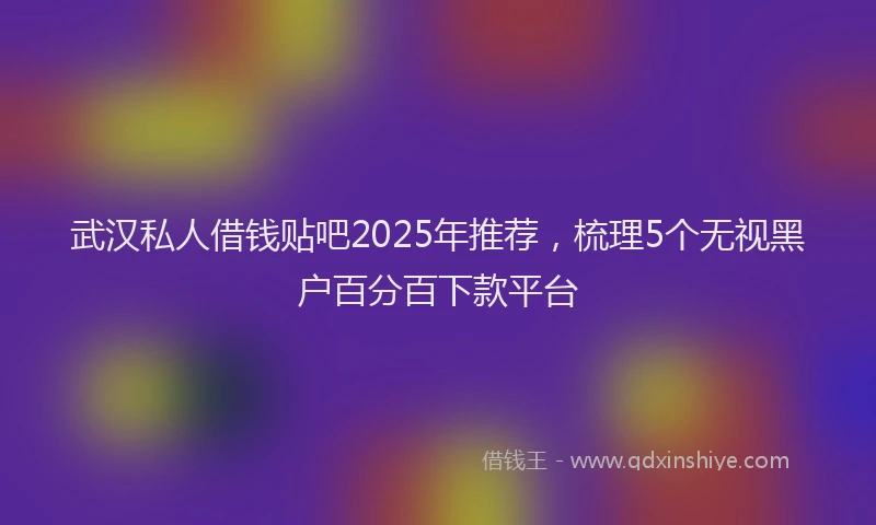 武汉私人借钱贴吧2025年推荐，梳理5个无视黑户百分百下款平台