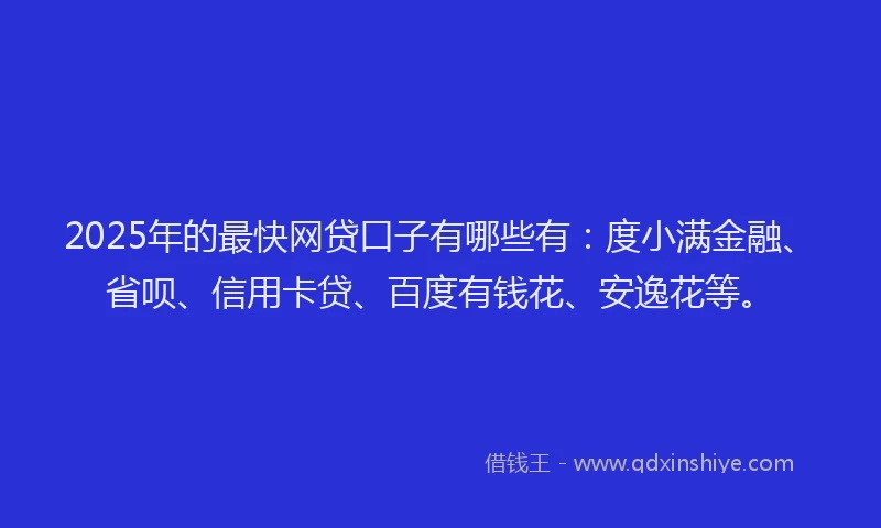 2025年的最快网贷口子有哪些有：度小满金融、省呗、信用卡贷、百度有钱花、安逸花等。