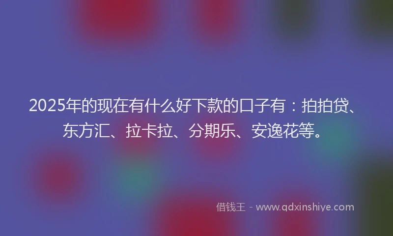 2025年的现在有什么好下款的口子有：拍拍贷、东方汇、拉卡拉、分期乐、安逸花等。