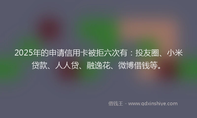 2025年的申请信用卡被拒六次有：投友圈、小米贷款、人人贷、融逸花、微博借钱等。