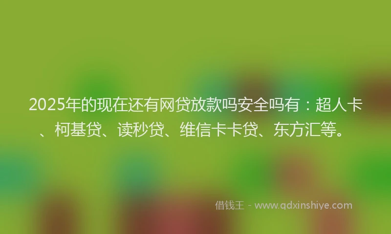 2025年的现在还有网贷放款吗安全吗有：超人卡、柯基贷、读秒贷、维信卡卡贷、东方汇等。