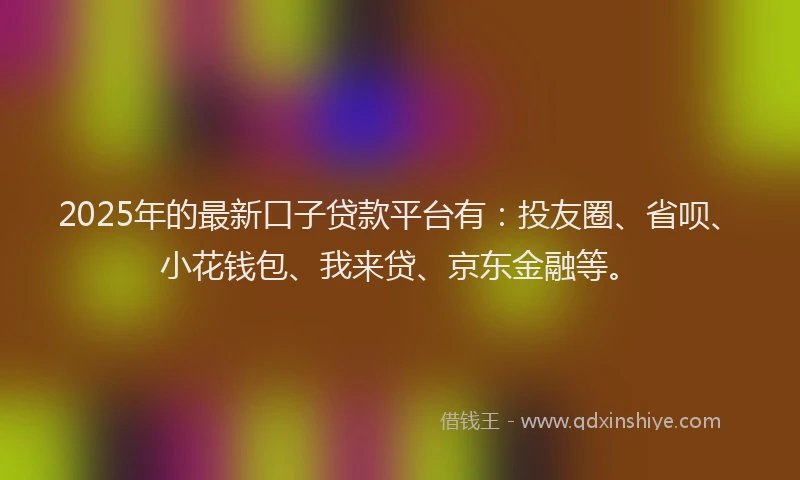 2025年的最新口子贷款平台有：投友圈、省呗、小花钱包、我来贷、京东金融等。