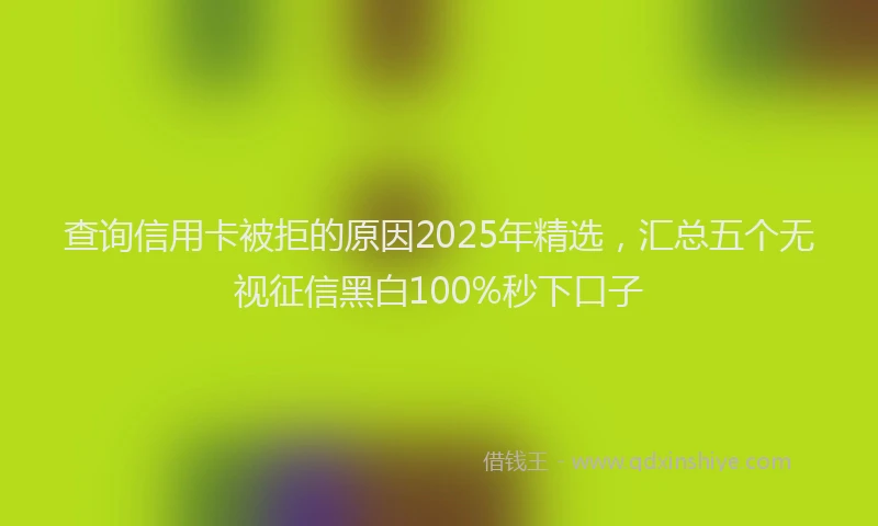 查询信用卡被拒的原因2025年精选，汇总五个无视征信黑白100%秒下口子