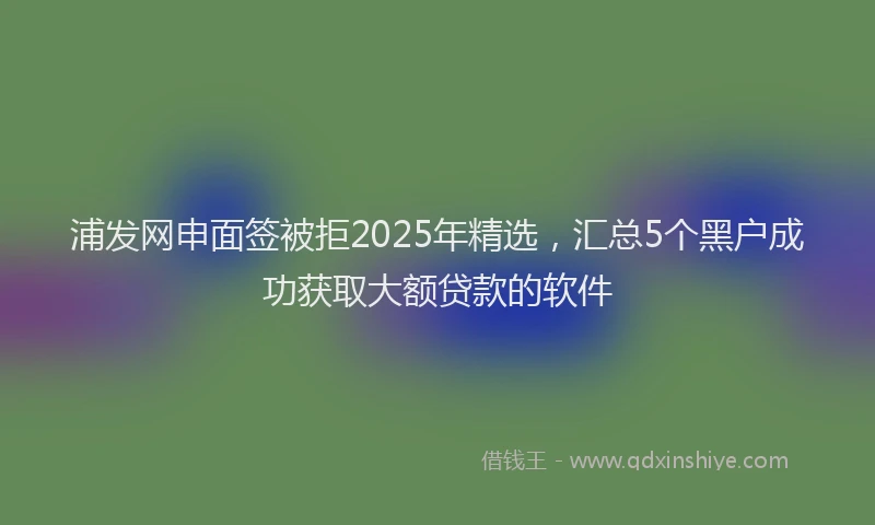 浦发网申面签被拒2025年精选，汇总5个黑户成功获取大额贷款的软件